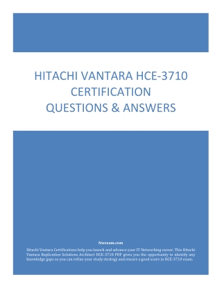 Hitachi Vantara HCE-3710 Certification Questions & Answers