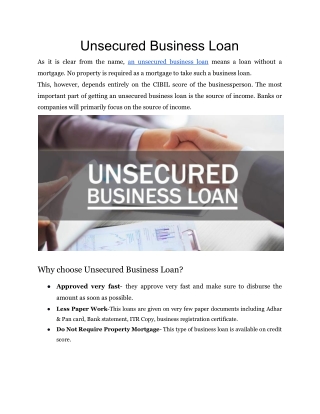 Unsecured Business Loan