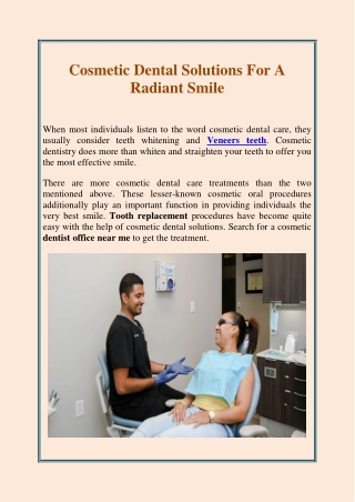 Cosmetic Dental Solutions For A Radiant Smile