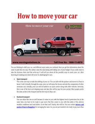 How to move your car