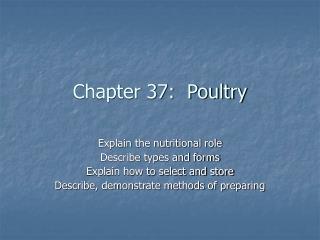 Chapter 37: Poultry