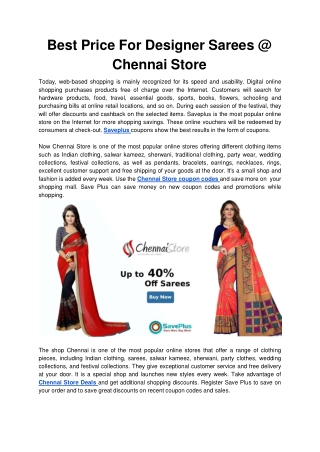 Best Price For Designer Sarees @ Chennai Store