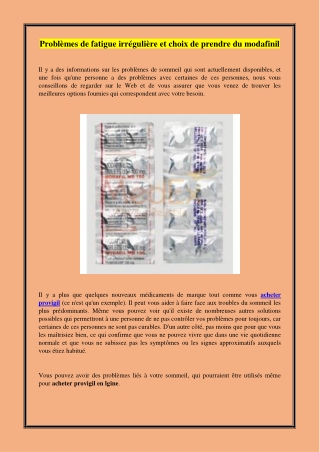 Problèmes de fatigue irrégulière et choix de prendre du modafinil