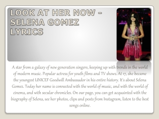 Look At Her Now - Selena Gomez Lyrics
