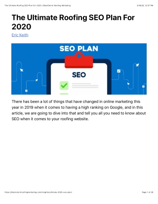 BlackStorms Ultimate 2020 Roofing SEO Plan