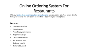 Online Ordering System for Restaurants