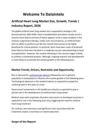 Artificial Heart Lung Market Size, Growth, Trends | Industry Report, 2026