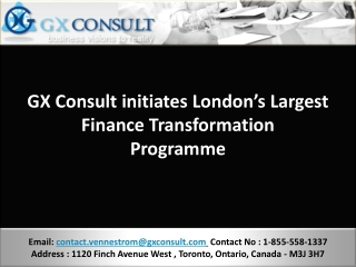 GX Consult initiates London’s Largest Finance Transformation