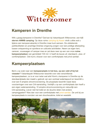 Vakantiepark Witterzomer - Kamperen in Drenthe