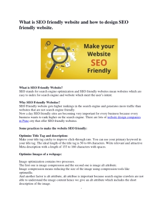 What is SEO friendly website and tips to make SEO friendly websie