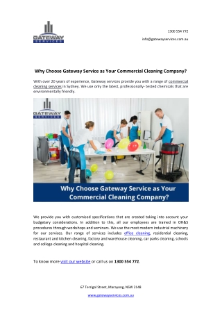 Why Choose Gateway Service as Your Commercial Cleaning Company?