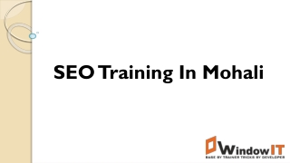 Seo Training in Mohali