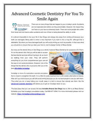 Advanced Cosmetic Dentistry For You To Smile Again