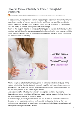 How can female infertility be treated through IVF treatment?