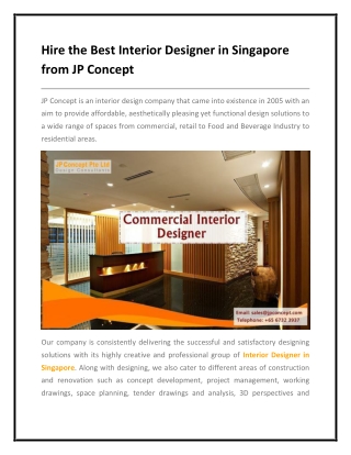 Best Interior Designer in Singapore- JP Concept