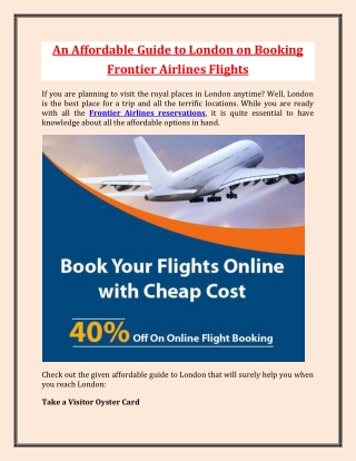 An affordable guide to london on booking frontier airlines flights