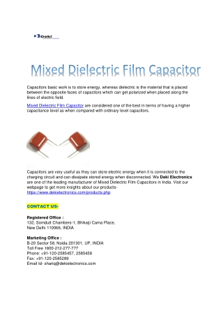 Mixed Dielectric Film Capacitor