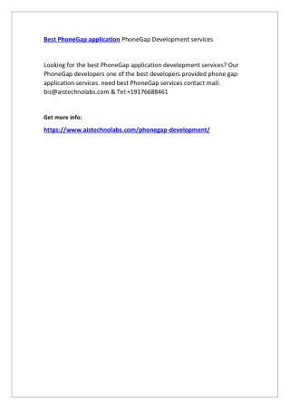 Best PhoneGap application PhoneGap Development services