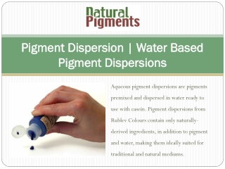 Pigment Dispersion | Water Based Pigment Dispersions
