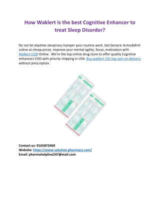 Buy Cognitive Enhancers | Waklert COD for Sleep Disorder