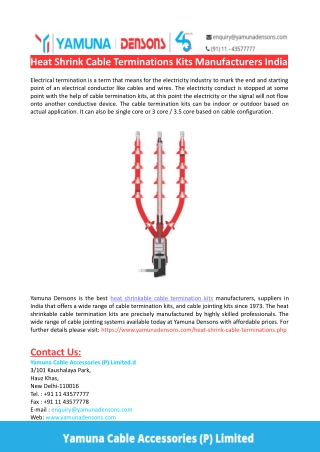 Heat Shrink Cable Terminations Kits Manufacturers India