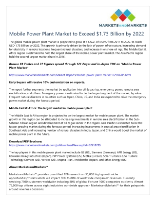 Mobile Power Plant Market to Exceed $1.73 Billion by 2022
