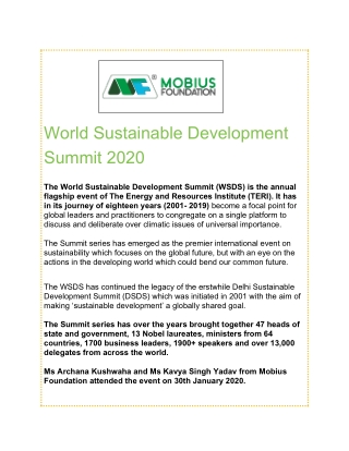 World Sustainable Development Summit 2020