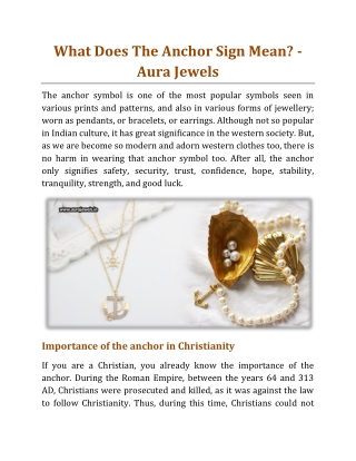 What Does The Anchor Sign Mean - Aura Jewels