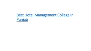 Best Hotel Management College in Punjab