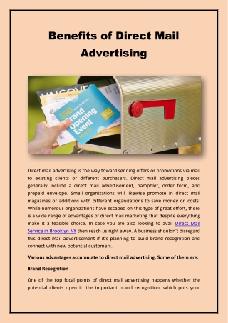 Benefits of Direct Mail Advertising