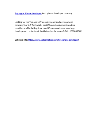 Top apple iPhone developer Best iphone developer company