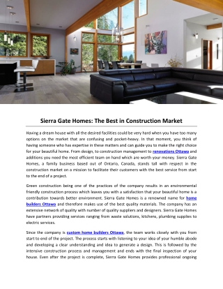Sierra Gate Homes: The Best in Construction Market