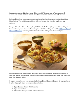 How to use Behrouz Biryani Discount Coupons?