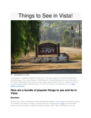 Things to See in Vista!