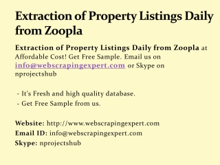 Extraction of Property Listings Daily from Zoopla