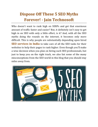 Dispose Off These 5 SEO Myths Forever - Jain Technosoft