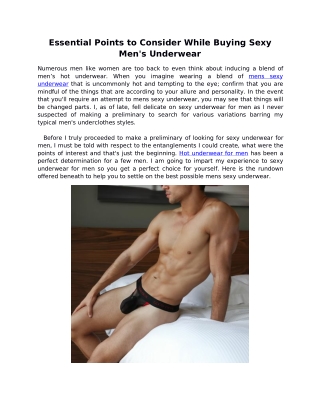 Essential Points to Consider While Buying Sexy Men's Underwear