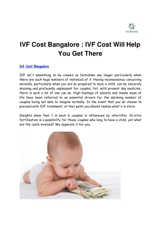 IVF Cost Bangalore : IVF COST Will Help You Get There