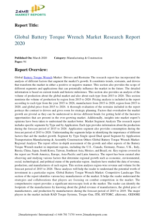 Battery Torque Wrench Rising Best Technology Trends,Research, 2020 To 2026