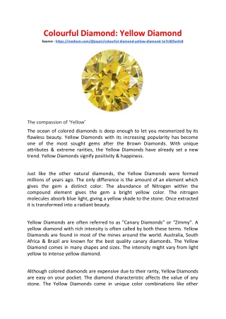 Colourful Diamond: Yellow Diamond