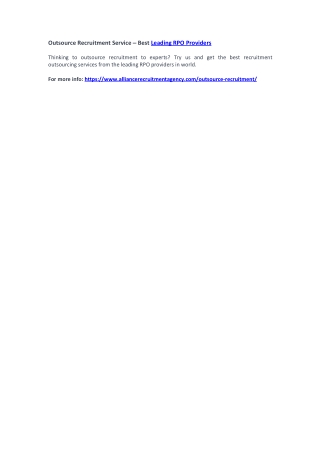 Outsource Recruitment Service – Best Leading RPO Providers