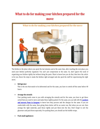 What to do for making your kitchen prepared for the move