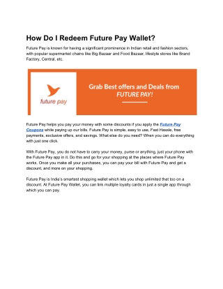 How Do I Redeem Future Pay Wallet?