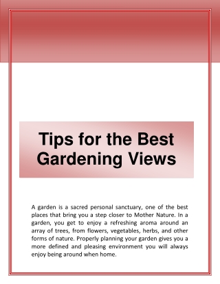 Tips for the Best Gardening Views