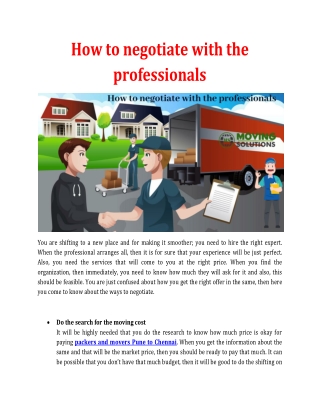 How to negotiate with the professionals