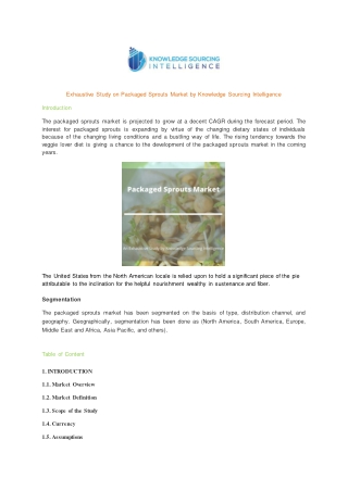 Exhaustive Study on Packaged Sprouts Market by Knowledge Sourcing Intelligence