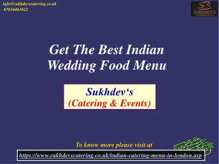 Get The Best Indian Wedding Food Menu