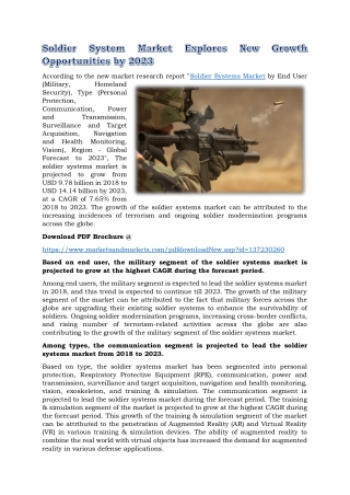 Soldier System Market Explores New Growth Opportunities by 2023