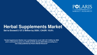 Herbal Supplements Market size is anticipated to reach USD 137.3 billion by 2026