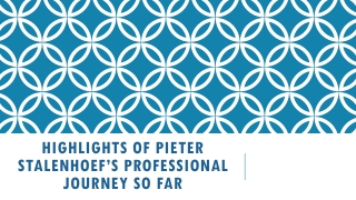 Highlights of Pieter Stalenhoef’s Professional Journey So Far